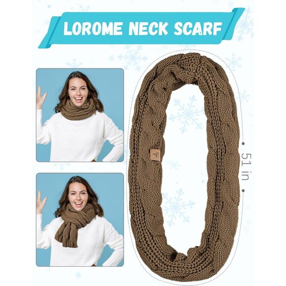 Women Khaki Knit Beanie Hat, Gloves, Scarf & Ear Warmer Set - Winter - Picture 4 of 7